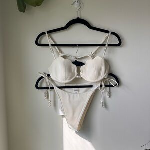 Sunrise Shell Bikini Top (M) & Lucia Bikini Bottoms (M) in Pique - Bikini Set